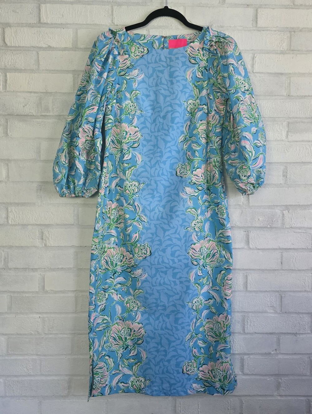 Lilly Pulitzer Barbara Belted Maxi Dress 100% Cotton Size XS Bright Blue Floral